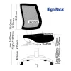 Rio Ergonomic Mesh Office Chair High Back-dimensions