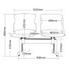 Focus Beam Seating – Upholstered 2 Seater with Dimension