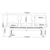 Focus Beam Seating – Upholstered 3 Seater with Dimension