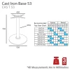 Cast Iron Table Base Only-53 dimensions