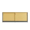 Lockable Sliding Door Credenza beech-ironstone wood front view