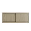 Lockable Sliding Door Credenza tawny line wood front view