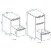 Vertical Filing Steel Cabinet Line Drawing with Dimensions-2 & 3 drawers