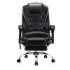 8-point Massage Office Chair with Retractable Footrest Black-UPHO-B-TUB02-FS-PU-BK