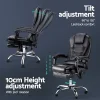 8-point Massage Office Chair with Retractable Footrest Black-UPHO-B-TUB02-FS-PU-BK