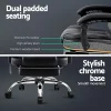8-point Massage Office Chair with Retractable Footrest Black-UPHO-B-TUB02-FS-PU-BK