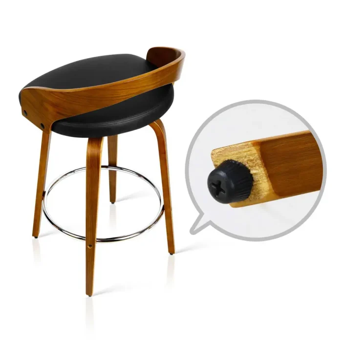 Capri Bar Stool with Chrome Base Set of 2 – Black