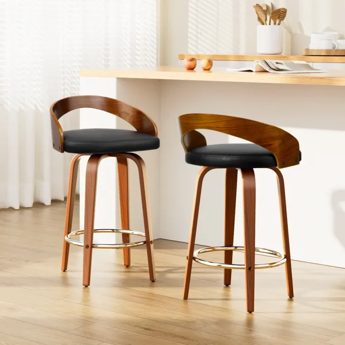 Capri Bar Stool with Chrome Base Set of 2 – Black