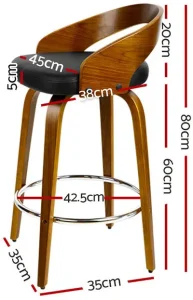 Capri Bar Stool with Chrome Base-dimension