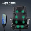 8 Point PU Faux Leather Executive Massage Chair – Black & Chrome