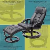 Massage Chair Recliner Ottoman Lounge with Footrest Round Base – Black