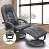 Massage Chair Recliner Ottoman Lounge with Footrest Round Base – Black