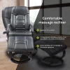 Massage Chair Recliner Ottoman Lounge with Footrest Round Base – Black