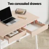 Metal Desk with Drawer White with Oak Top