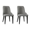 Steel Legs Linen Fabric Dining Chair Set of 2