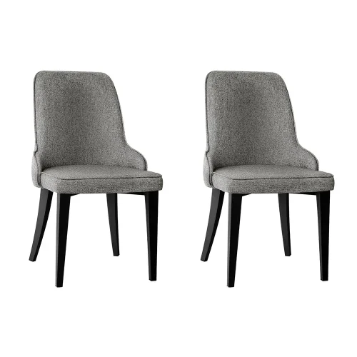 Steel Legs Linen Fabric Dining Chair Set of 2