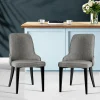 Steel Legs Linen Fabric Dining Chair Set of 2