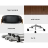 Wooden & PU Leather Office Chair in Black