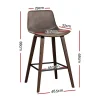 Wooden and Leather Bar Stool Walnut-dimension