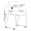 Pod Sled Base Visitor Meeting Chair With Tablet Arm with dimension