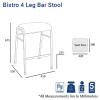 Bistro 4 Legs Stool-Dimensions