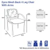 Dyno Mesh Back 4 Leg Chair With Arms-Dimension