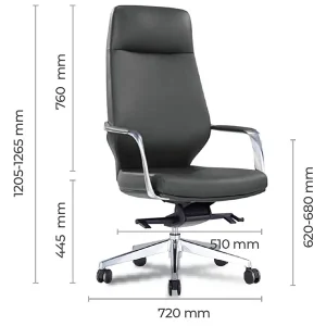 Executive PU Leather High Back Office Chair With Chrome Base-dimensions
