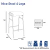 Nice Bar Cafe Stool 4 Legs -dimension