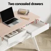 Evolve Metal Office Desk with Drawer – White with Oak Top
