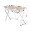 Evolve Metal Office Desk with Drawer – White with Oak Top-dimensions