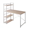 Evolve Metal Office Desk with Shelves – White with Oak Top