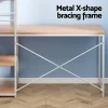 Evolve Metal Office Desk with Shelves – White with Oak Top