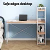 Evolve Metal Office Desk with Shelves – White with Oak Top