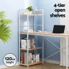 Evolve Metal Office Desk with Shelves – White with Oak Top