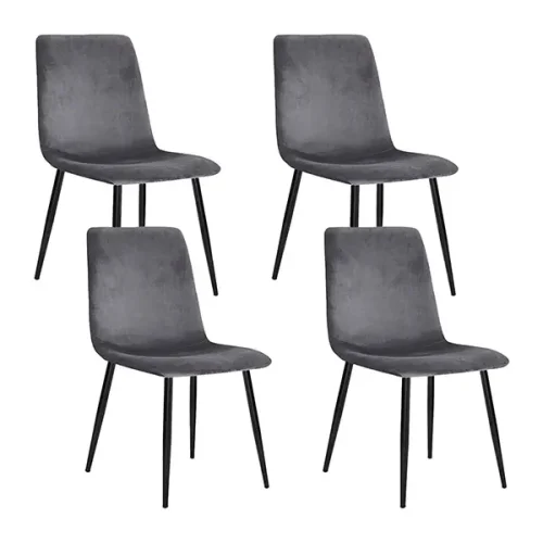 Set of 4 Evolve Modern Dining Chairs in Soft Velvet Fabric