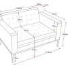 Venus 2 Seater Lounge Sofa with Stainless Steel Frame-dimension