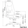 Hilton Executive Adjustable Synchro Mechanism Office Chair-High Back-Dimensions
