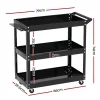 Titan Tool Cart 3 Tier Parts Steel Trolley Mechanic Storage Organizer-TB-CART-3L-BK
