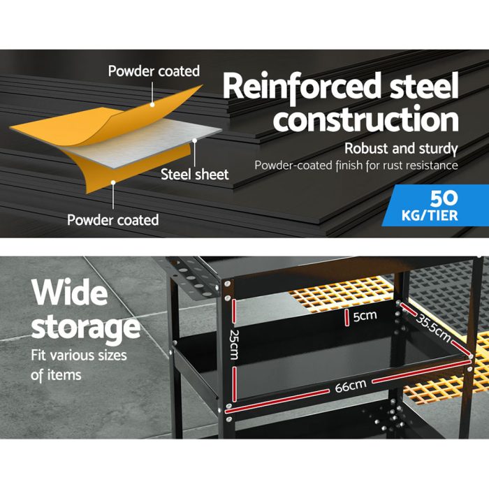 Titan Tool Cart 3 Tier Parts Steel Trolley Mechanic Storage Organizer