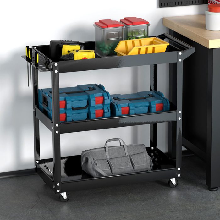 Titan Tool Cart 3 Tier Parts Steel Trolley Mechanic Storage Organizer