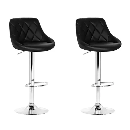 Evolve Bar Cafe Stools with PU Leather Set of 2 -Black-BA-K-704-BKX2