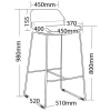 Vegas Office Cafe Pub Bar Stool dimension