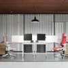 Oblique Manual Height Adjustable 2 Person Corner T Shape Workstation
