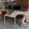 Oblique Manual Height Adjustable 4 Person Corner Cluster Workstation