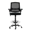 Evolve Drafting Stool Office Mesh Back Height Adjustable Chair-OCHAIR-G-RING-2003-BK