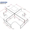 4 Person Workstation-1500x1800 per User-Loop Legs with Screens-dimensions
