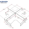 4 Person Workstation-1800x1800 per User-Loop Legs with Screens-dimensions