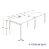 Deluxe Serenity 2 Person Single Sided Workstation 1200mm per person-Profile Leg-dimensions