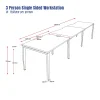 Deluxe Serenity 3 Person Single Sided Workstation 1200mm per person-Profile Leg-dimensions