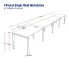Deluxe Serenity 4 Person Single Sided Workstation 1200mm per person-Profile Leg-dimensions